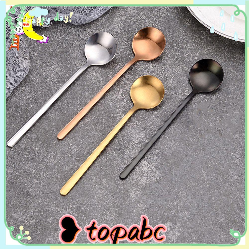 Top Sendok Kopi304Warna Solid Round Dessert Spoon