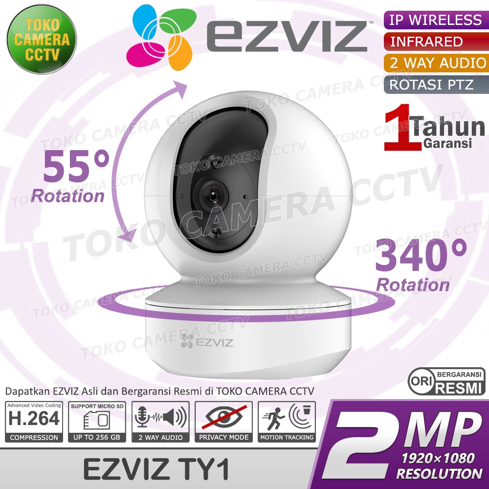 CCTV WIFI KAMERA IP CAMERA WIRELESS EZVIZ TY1 2MP PTZ 360