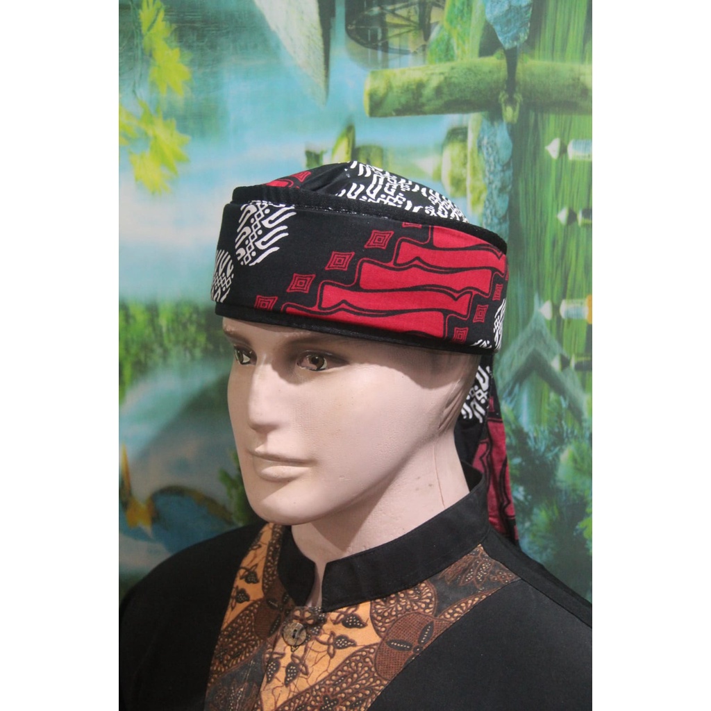 PECI KOPIAH BLANGKON IMAMAH BATIK KATUN UKURAN DEWASA DAN ANAK ANAK (MERAH)