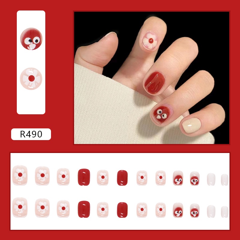 Koleksi Nail Art Tips Kuku Palsu Merah Imlek Kuku Palsu