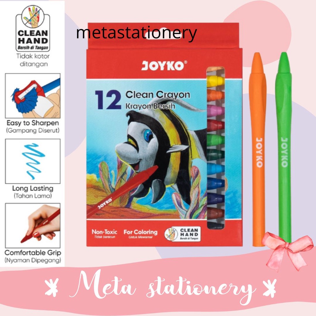 

Krayon Bersih / Clean Crayon Premium Joyko CLCR-12 12 Warna NEW Edition