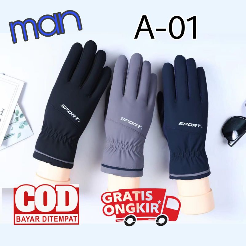 sarung tangan touch screen pria man glove fashion tebal A-01