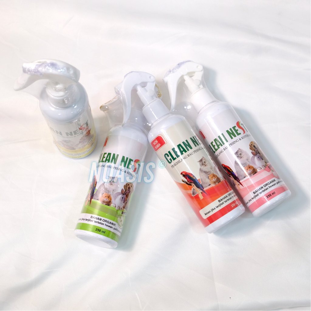 CLEAN NEST Spray Penghilang Bau Pesing dan Kotoran Hewan Kucing Anjing Kelinci Hamster CLEANNEST 250 Ml