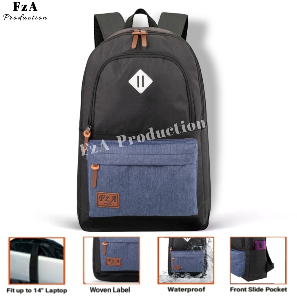 Tas Ransel Punggung Distro Casual Pria Wanita / Tas Ransel Laptop Original - FzA FREE Dompet Sakko HP