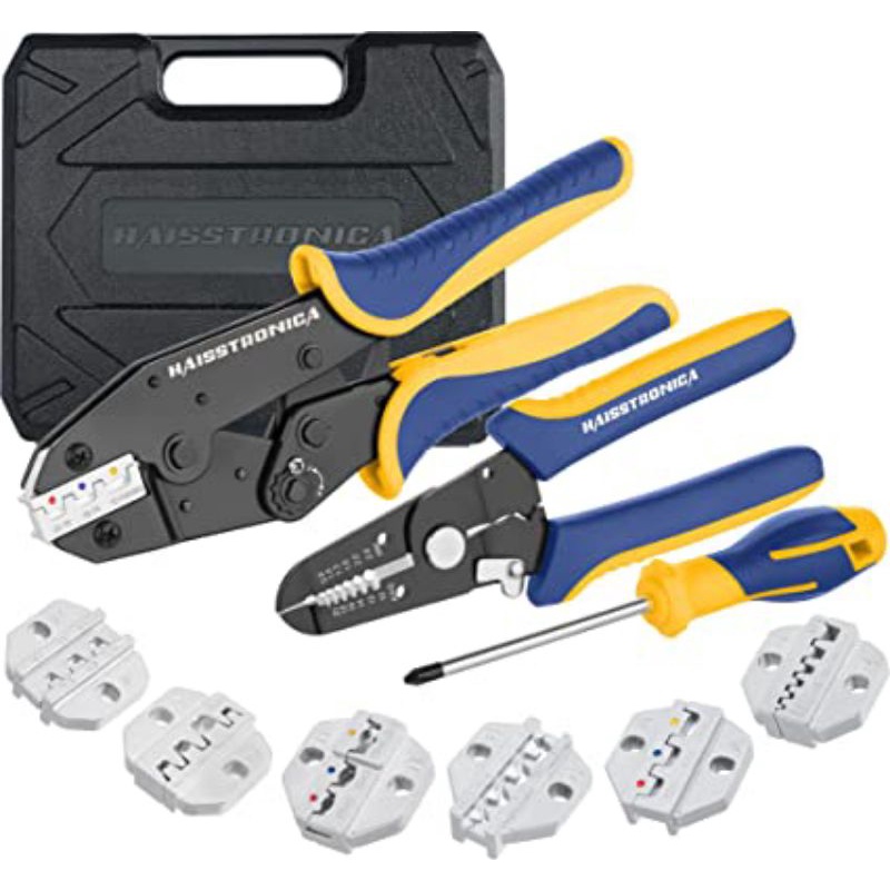 haisstronica 8PCS Crimping Tool Set - Ratchet Wire Crimping Tool for Heat Shrink