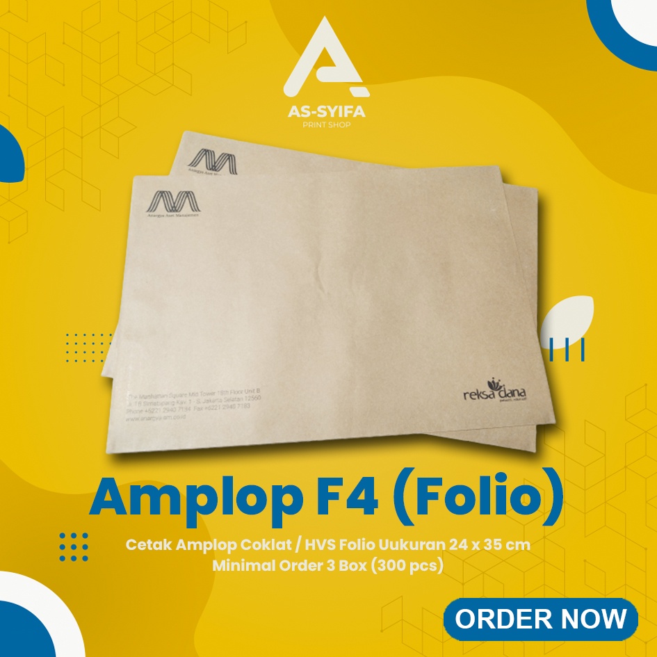 

Cetak Amplop F4 24 x 35 cm Samson - HVS 1 Warna