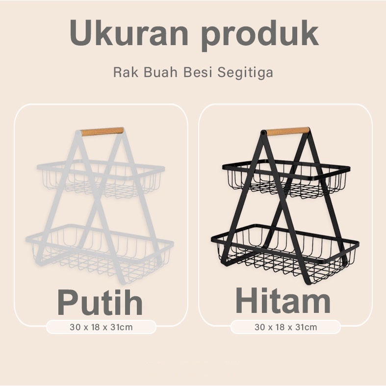 KAGK Rak Buah Besi Segitiga Tingkat 2 Serbaguna Keranjang Buah Sayur Rak Bumbu Dapur