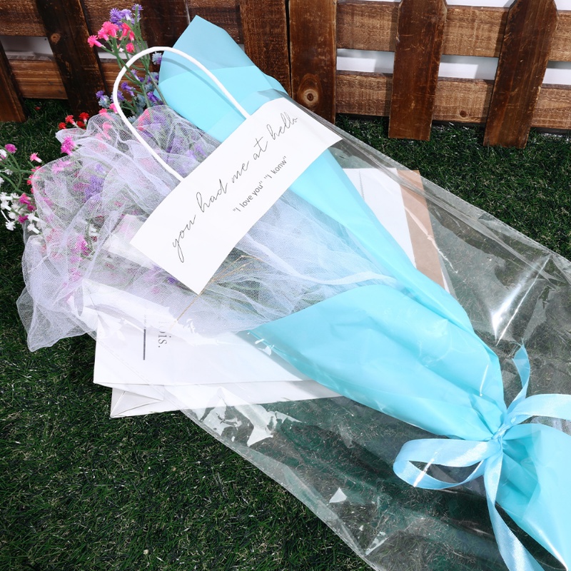 Bouquet Bagging Transparan Gift Bags 1Pc PVC Clear Bag Flower Untuk Kolokasi Packaging Portable Florist Dekorasi Untuk Pernikahan Valentine Day PVC Tas Hadiah Tote Panjang