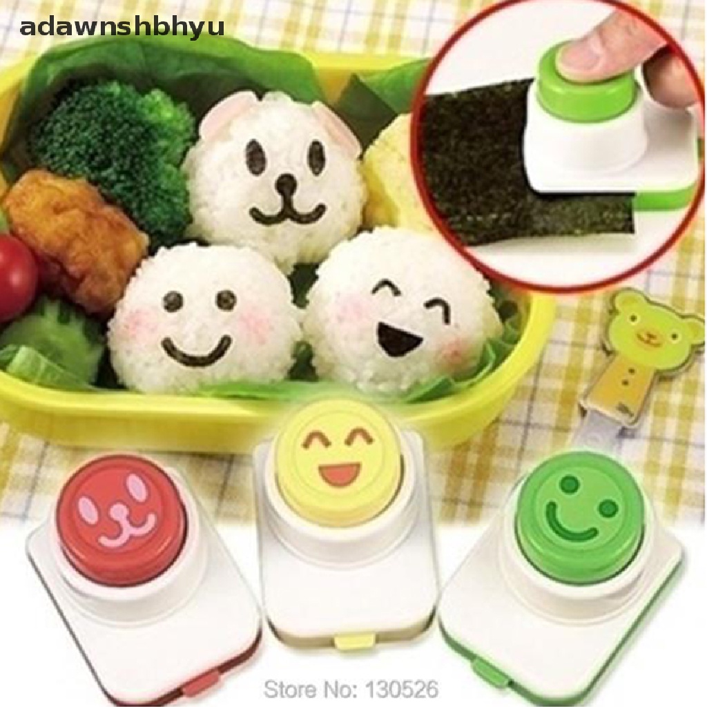 Adawnshbhyu 3Pcs DIY Memasak Dapur Gadget Alat Sushi Smile Nori Cetakan Kawaii Sushi Tools ID