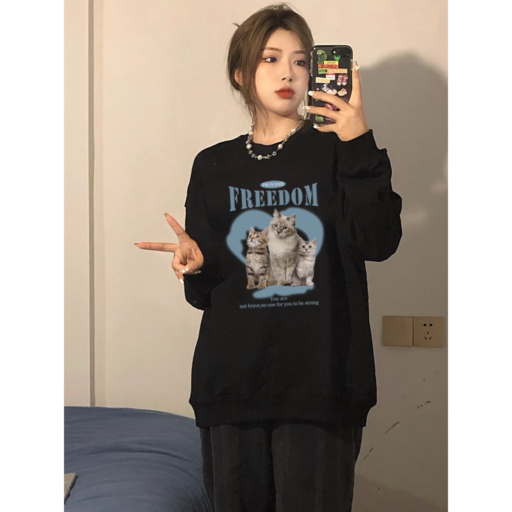 Sweater cat kaos oversize baju korean style wanita ootd A0158