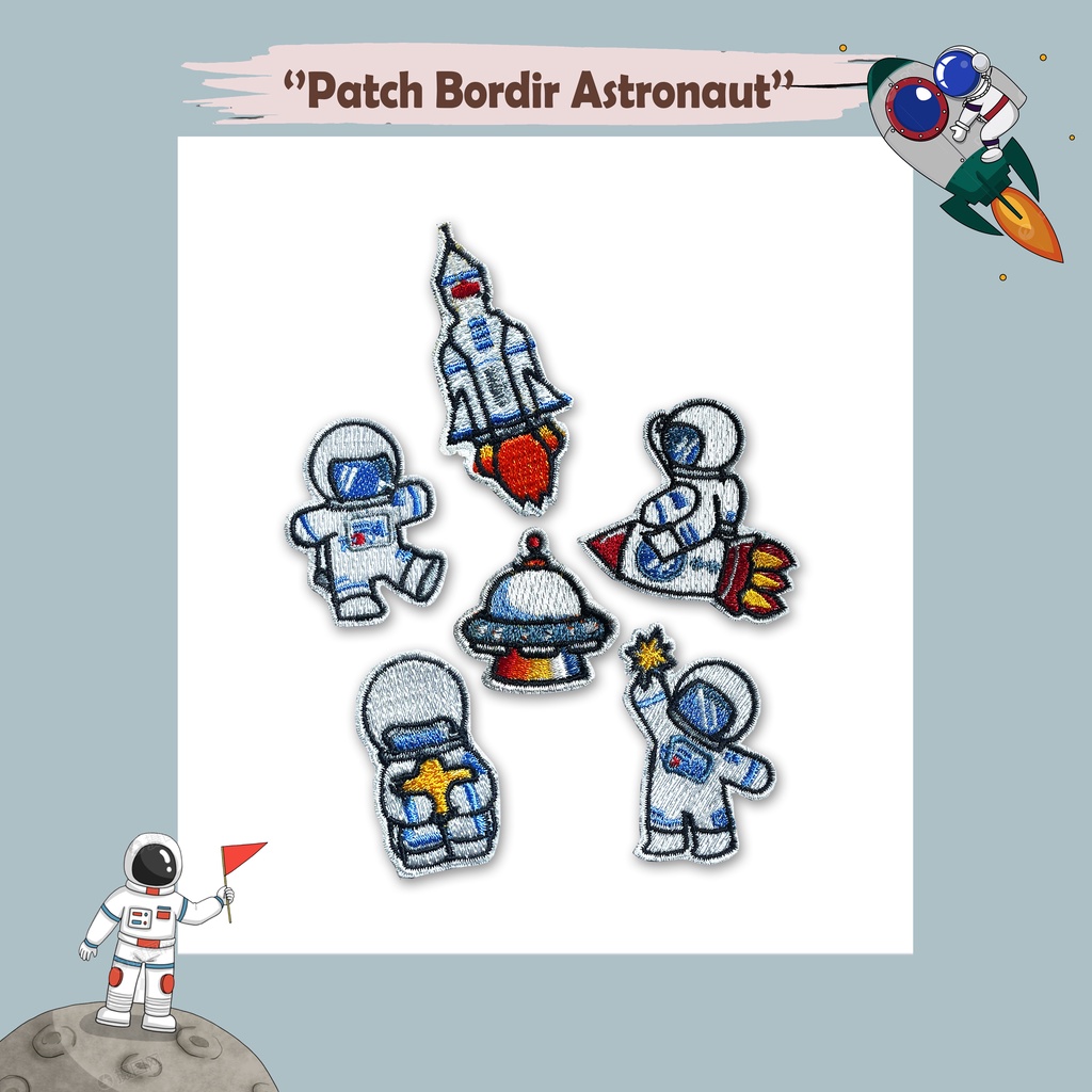 PATCH BORDIR ASTRONAUT EMBLEM BORDIR ASTRONOT PATCH ROKET PATCH LUCU