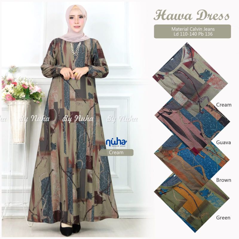HAWA DRESS GAMIS HARIAN CALVIN JEANS BIG SIZE LD 110-140 DRESS GAMIS IBU TERBARU MOTIF BATIK MODERN