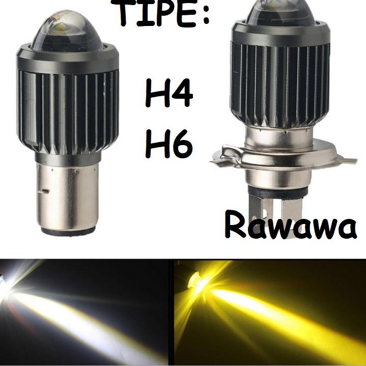 Banyak Diskon Lampu LED LASER Utama Motor Mobil D2 H4 H6 HS1 BA20D 2 Warna Putih Kuning AC DC bohlam