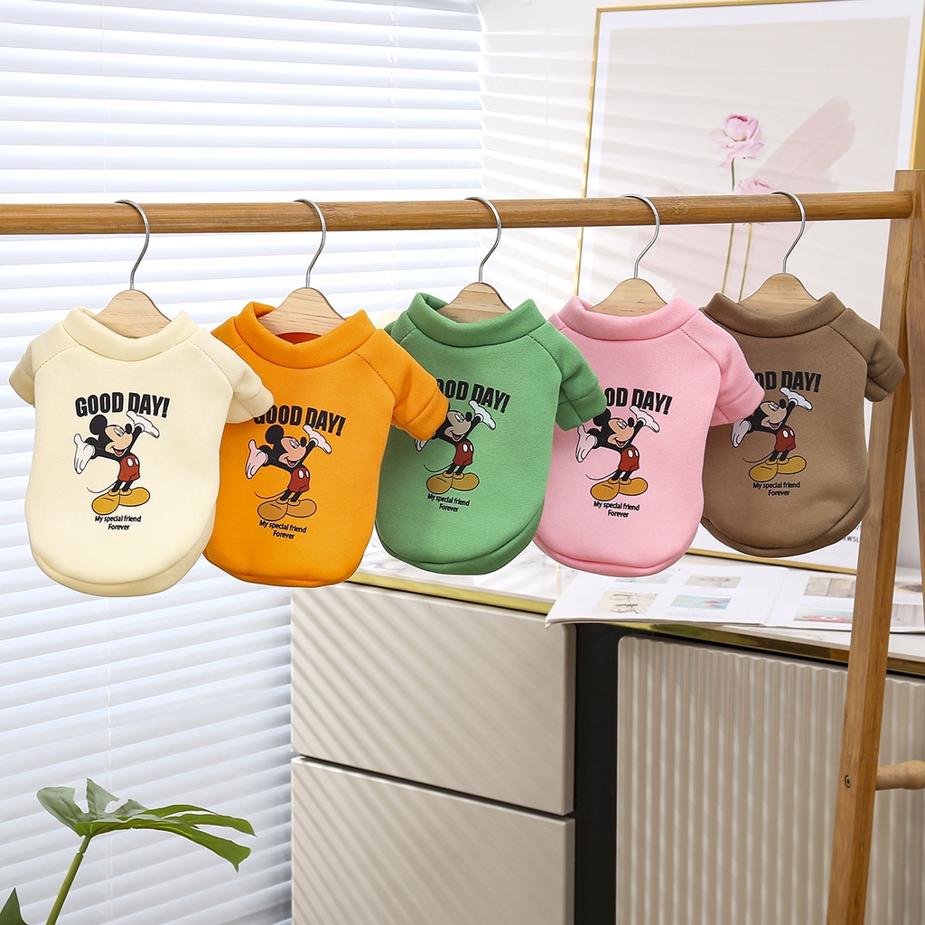 Pakaian Hewan Peliharaan Baju Anjing Baju Hewan Peliharaan Musim Gugur Dan Dingin Pakaian Hangat Warna Kartun Dicetak Sweater Tikus
