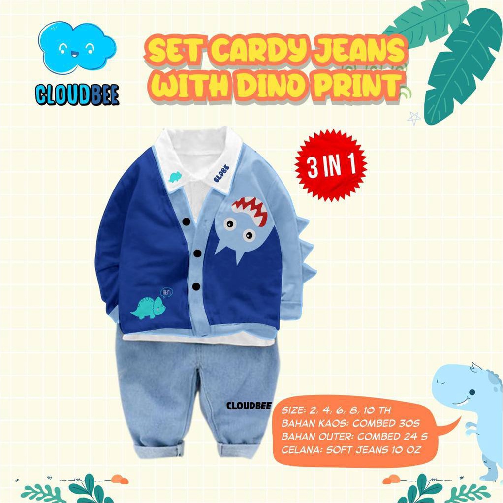 SET CARDY JEANS WITH DINO PRINT