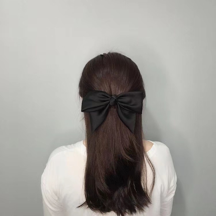 SUPER FAIRY BIG BOW HAIRCLIP RIBBON HAIR CLIP KLIP JEPIT RAMBUT PITA BESAR JEPITAN GIRLY FRENCH RETRO VINTAGE KLIP AKSESORIS SATIN KAIN SILK LEMBUT WARNA SOLID POLOS HITAM PUTIH BEIGE KREM IVORY KOREA KOREAN INS TRENDY NICHE