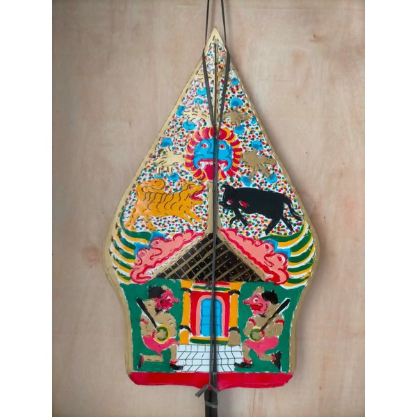 WAYANG KULIT KARTON GUNUNGAN hijau tinggi 80cm