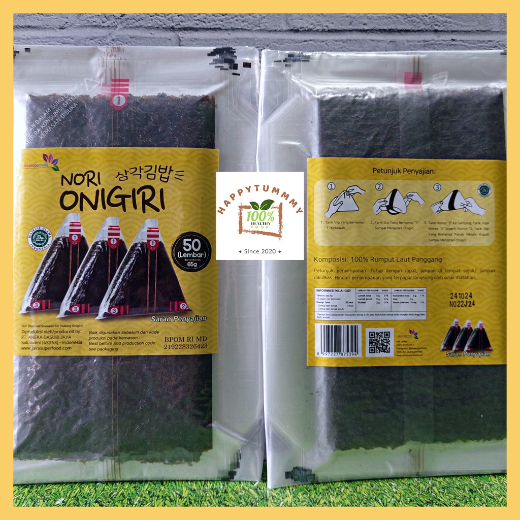 HPT - Nori onigiri wrapper 50 LEMBAR JAVA Halal Seaweed Nori Wrapper Nori Triangle / Sushi Nori rumput laut