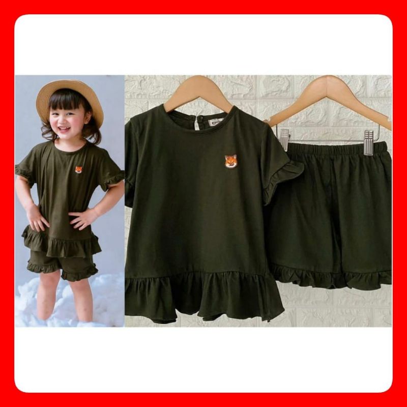 Setcel anak ARMY MAMAO 1-5th| setelan anak perempuan polos