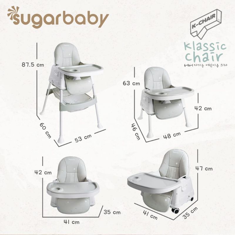 Sugarbaby korean style klassic high chair 6in1 - kursi makan anak bayi FREE BUBBLE WRAP