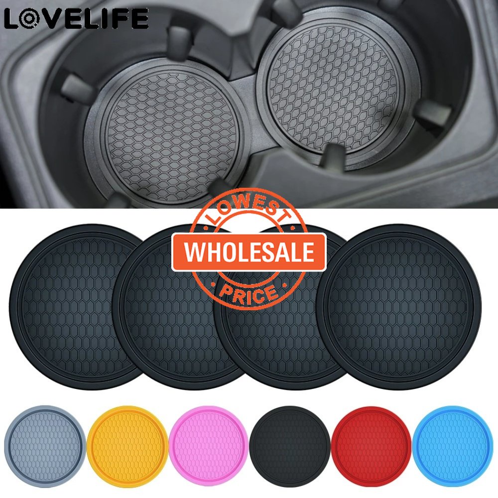 [Harga Grosir] Multicolor Round Car Coaster Insulated Auto Water Cup Holder Tertanam Di Ornamen Coaster Non-Slip Cup Holders Aksesoris Interior Mobil Car Cup Coaster