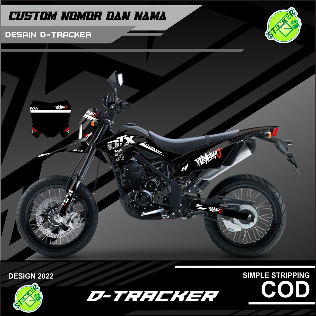 DECAL KAWASAKI DTRACKER SUPERMOTO HITAM SIMPEL DTX 001
