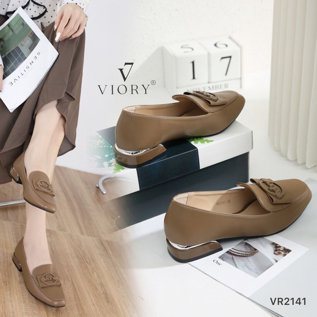 VIORY Sepatu Loafers Block Heels Shoes #VR2141 ORIGINAL