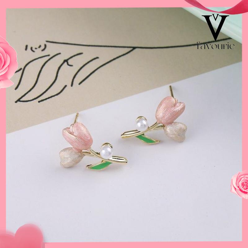 CODAnting S925 Silver Plated Soft Tulip Earrings Female Earrings Asesori-FA