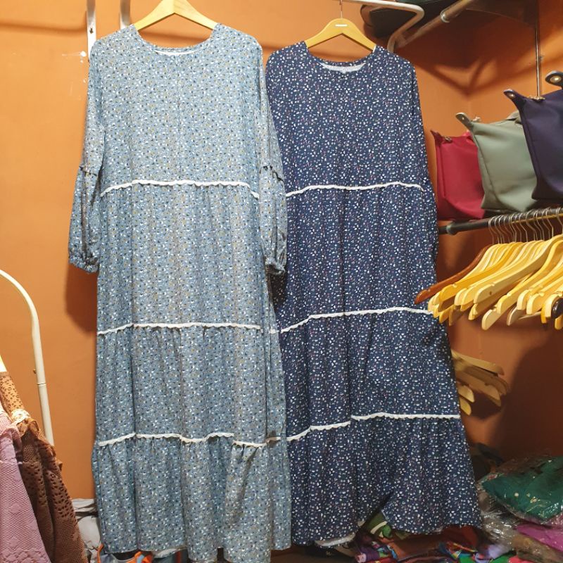 Gamis Katun Motif Bunga