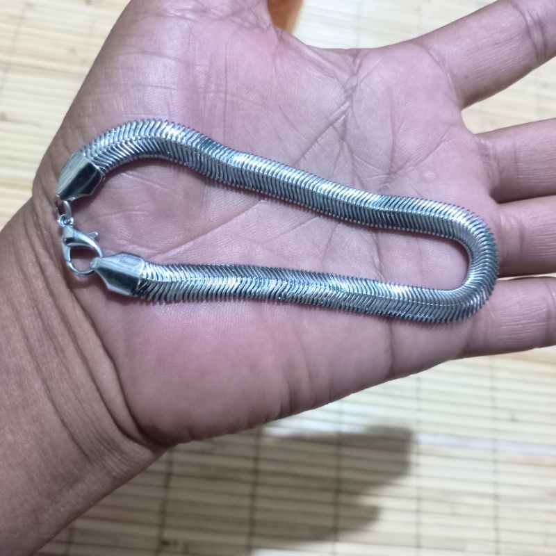 Gelang Pria Cowok Rantai Rhodium Silver Putih Perak Rantai Asli laki laki cowo keren anti karat