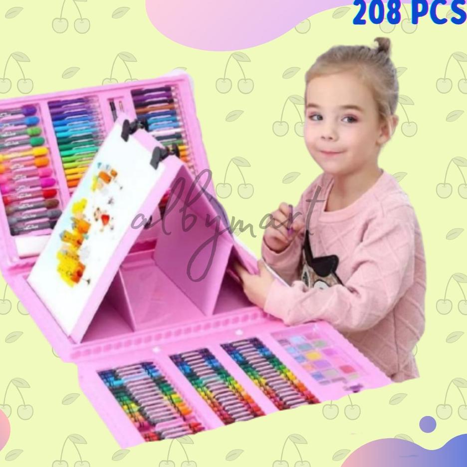 

[KODE GZE9S] Crayon Anak Set Isi 208 Pcs Pensil Warna Alat Lukis Set Crayon Set