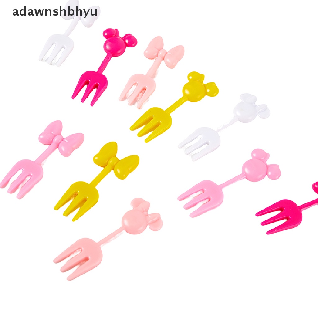 Adawnshbhyu 10Pcs Kartun Anak Snack Kue Dessert Pick Tusuk Gigi Bento Dekorasi Garpu Buah ID