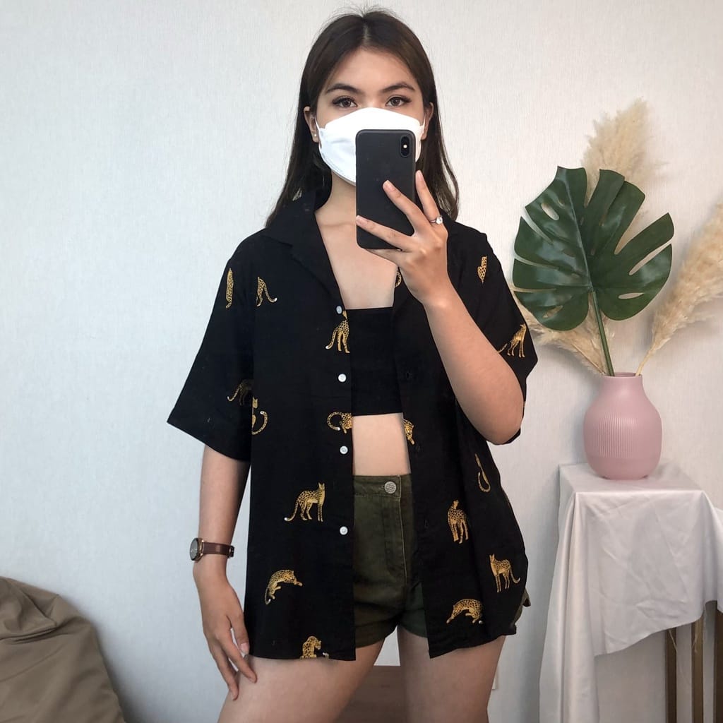 BEFAST - ZEC OOTD KEMEJA LISA / Kemeja Jaguar / Pakaian Casual Wanita / kemeja Bisa Di Jadikan Outer / Termurah / Outift Wanita Ala Korean Style / Kemeja Motif Lengan Pendek