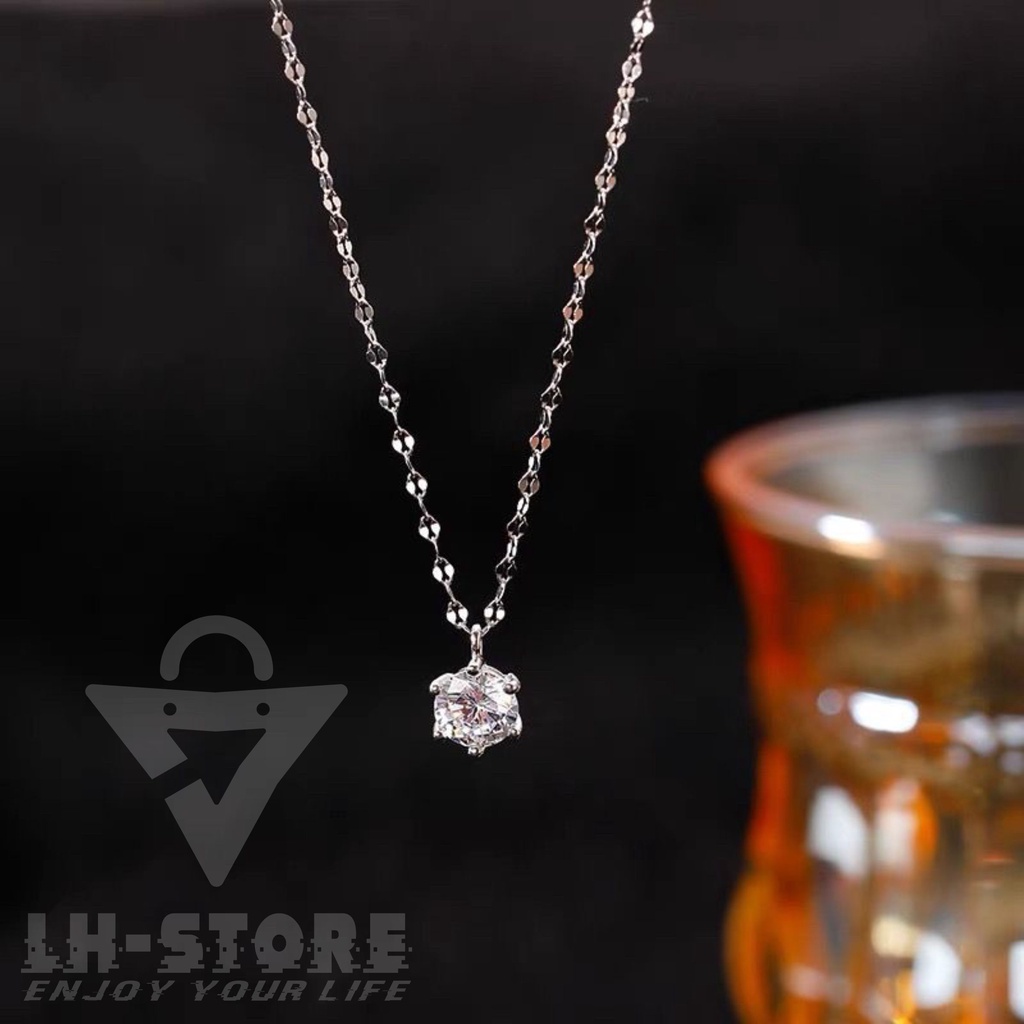 Kalung Titanium Fashion Wanita Anti Karat Anti Alergi Liontin Permata Zircon Korean Style