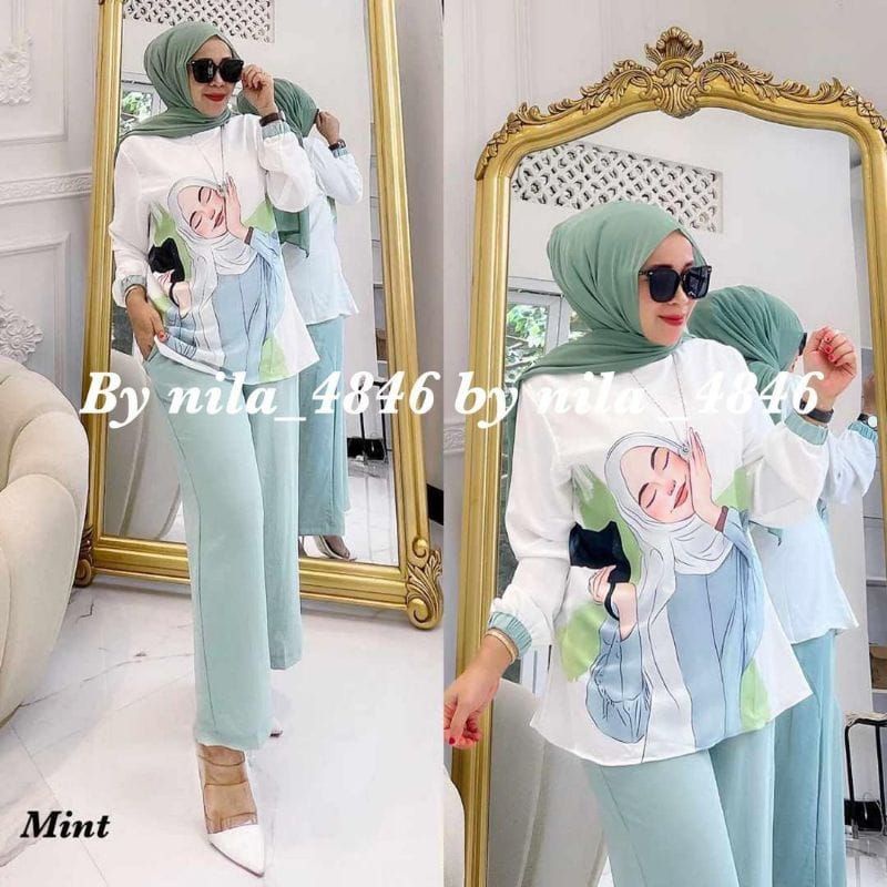 KIRANA SET/Stelan Cringkle Sablon Viral