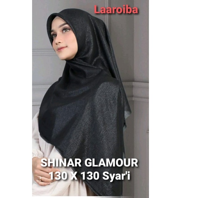 SHINAR GLAMOUR LASER CUT JUMBO/UKURAN 130 X 130/ Gliter Hijab Segi empat Polos Syar'i