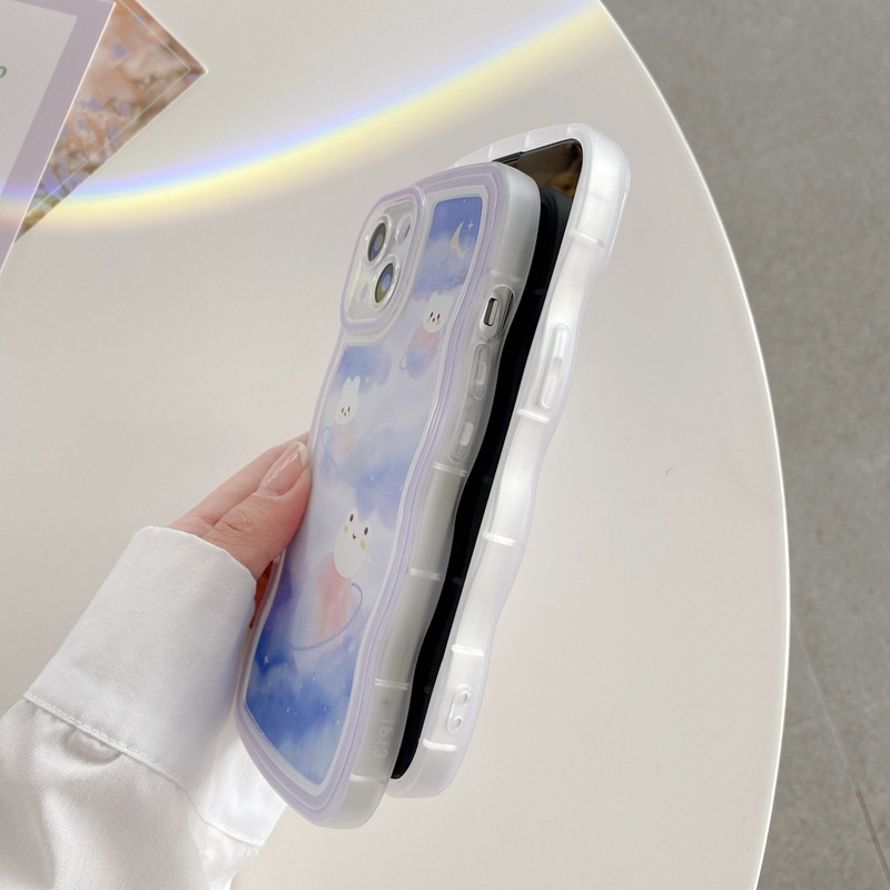 Nice Tulip Moon Bunny Wave Soft Case OPPO A9 A5 A53 A33 2020 F11 A57 2022 A77 2022 A3S Realme C1 A55 A56 A55S A72 A93 A93S A97 Reno 7Z 5 6 7 8 Pro + 5G INS Clear Casing