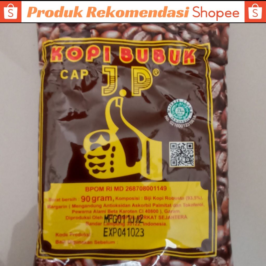 Kopi Jempol Asli Kopi Jempol Cap JP Lampung Kemasan 225gr - Kopi Bubuk Asli / Kopi Lampung Asli