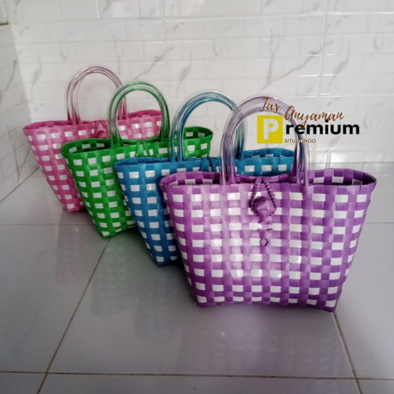 (T16) Polka 23x14x23cm Tas Anyaman Premium Situbondo/tas souvenir/hampers