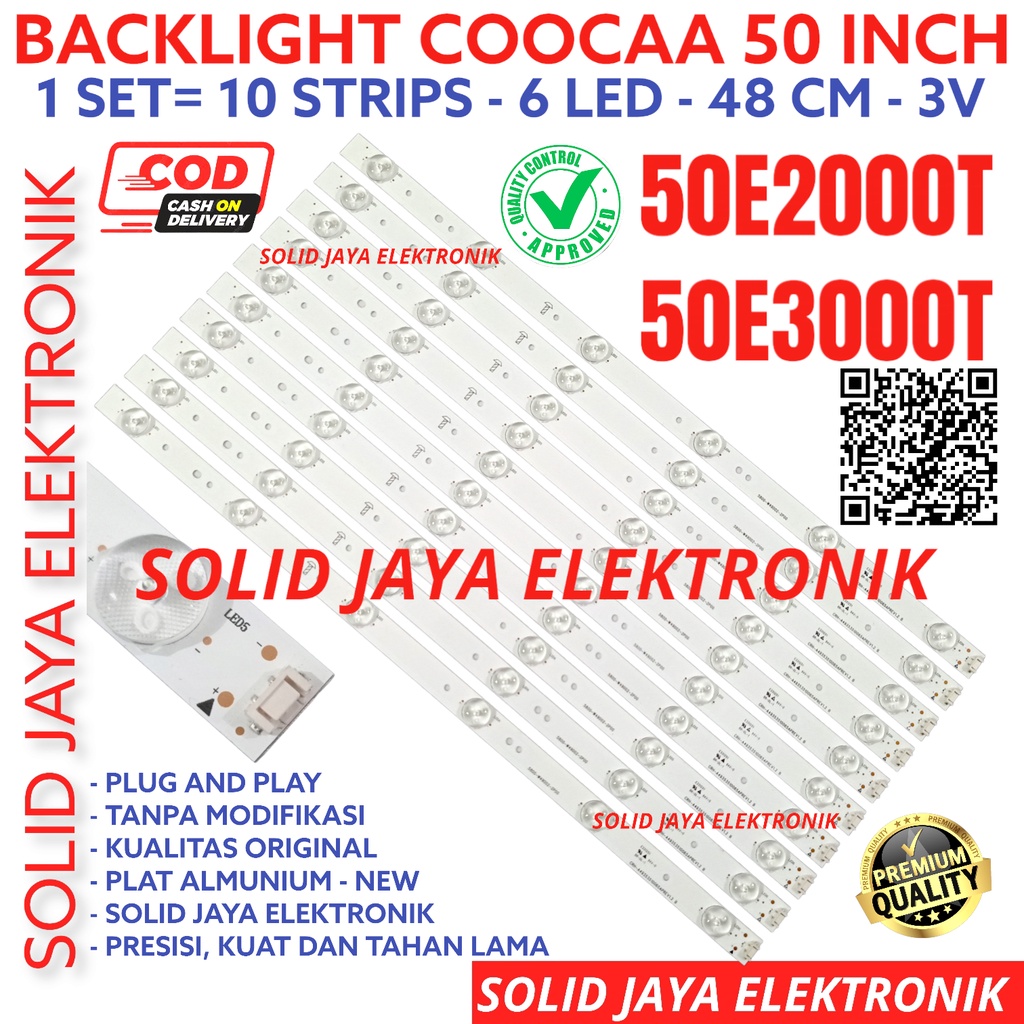 BACKLIGHT TV LED COOCAA 50 INC 50E2000 50E30000 50E2000T 50E30000T T 50E LAMPU BL 6K 3V 6 KANCING 6LED KOKA COKA KOCA KOKA COCA 50E 50INCH 50INC 50IN