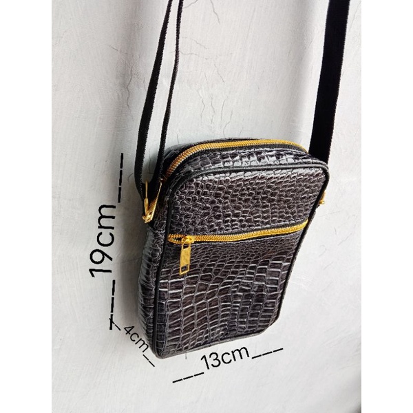 Tas selempang croco Zipper Gold TSC G Sling bag crocodile