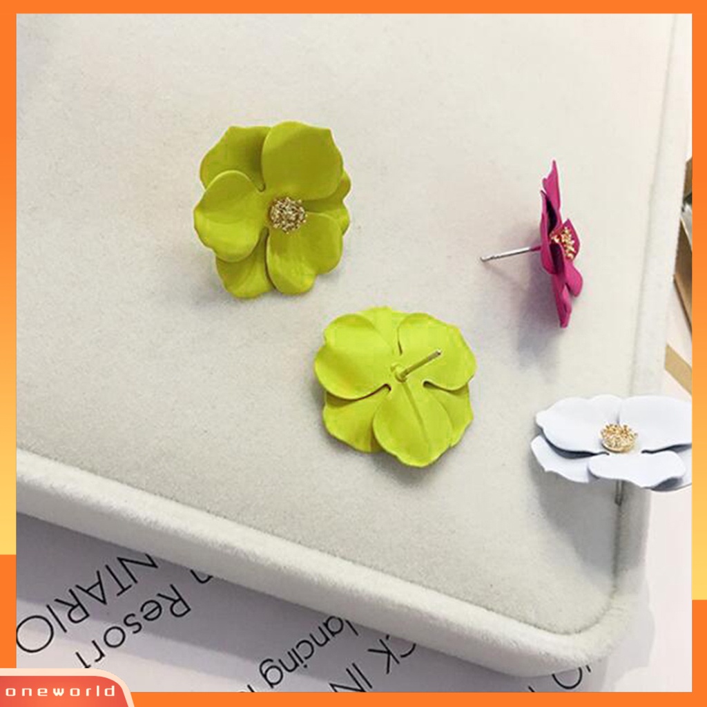 OW@ Women Fashion Painting Multicolor Flower Stud Earrings Summer Beach Jewelry Gift