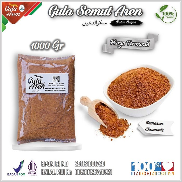 

GULA SEMUT AREN BUBUK MURNI ASLI / ORGANIK PALM SUGAR 1000 GRAM MURAH