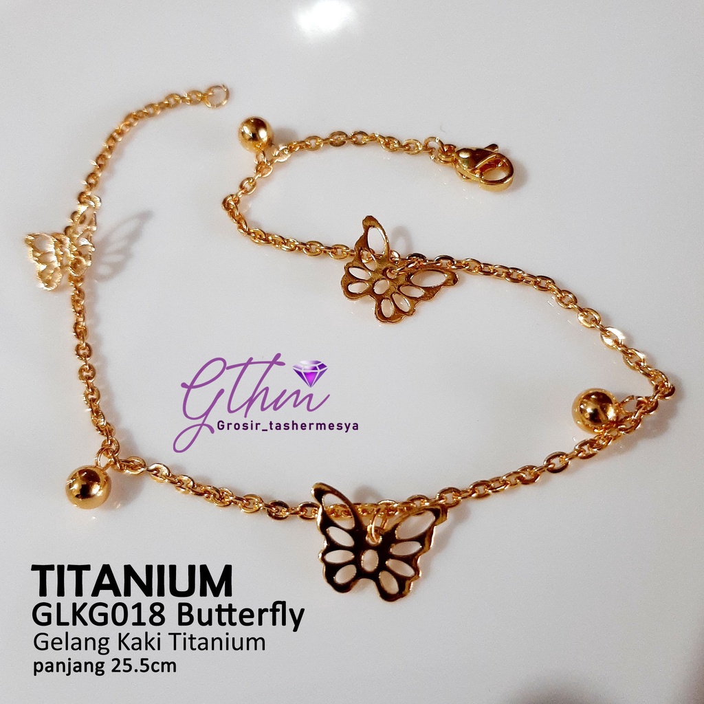 gelang kaki titanium kupu anti karat mewah glkg018