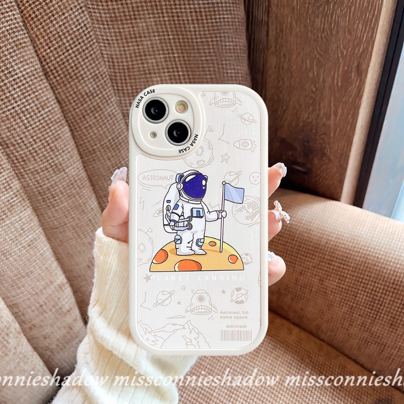 Couple Case Compatible for IPhone 6 6s 7 8 Plus 11  13 12 14 11 Pro Max 14 Plus XR X XS MAX SE 2020 Trendy Brand NASA Soft TPU Cartoon Astronaut Space Phone Cover