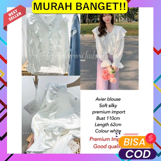 Blouse Wanita Korea Blus Perempuan Import Viral 2022 Blos Korean Style Avier Blouse Import [Baju Ata