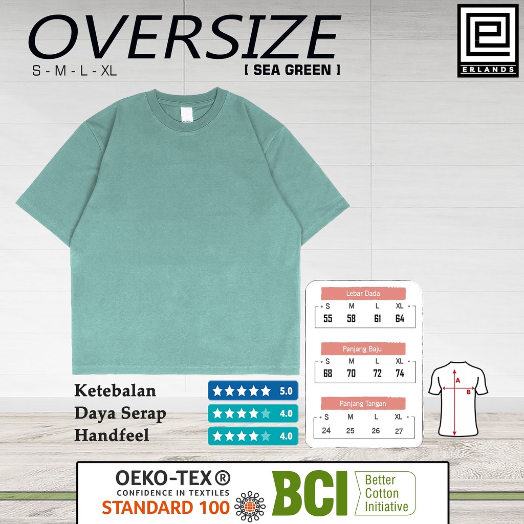 Kaos OVERSIZE - SEA GREEN [ COTTON US 16s ] | HEAVY COTTON | Pria dan Wanita |