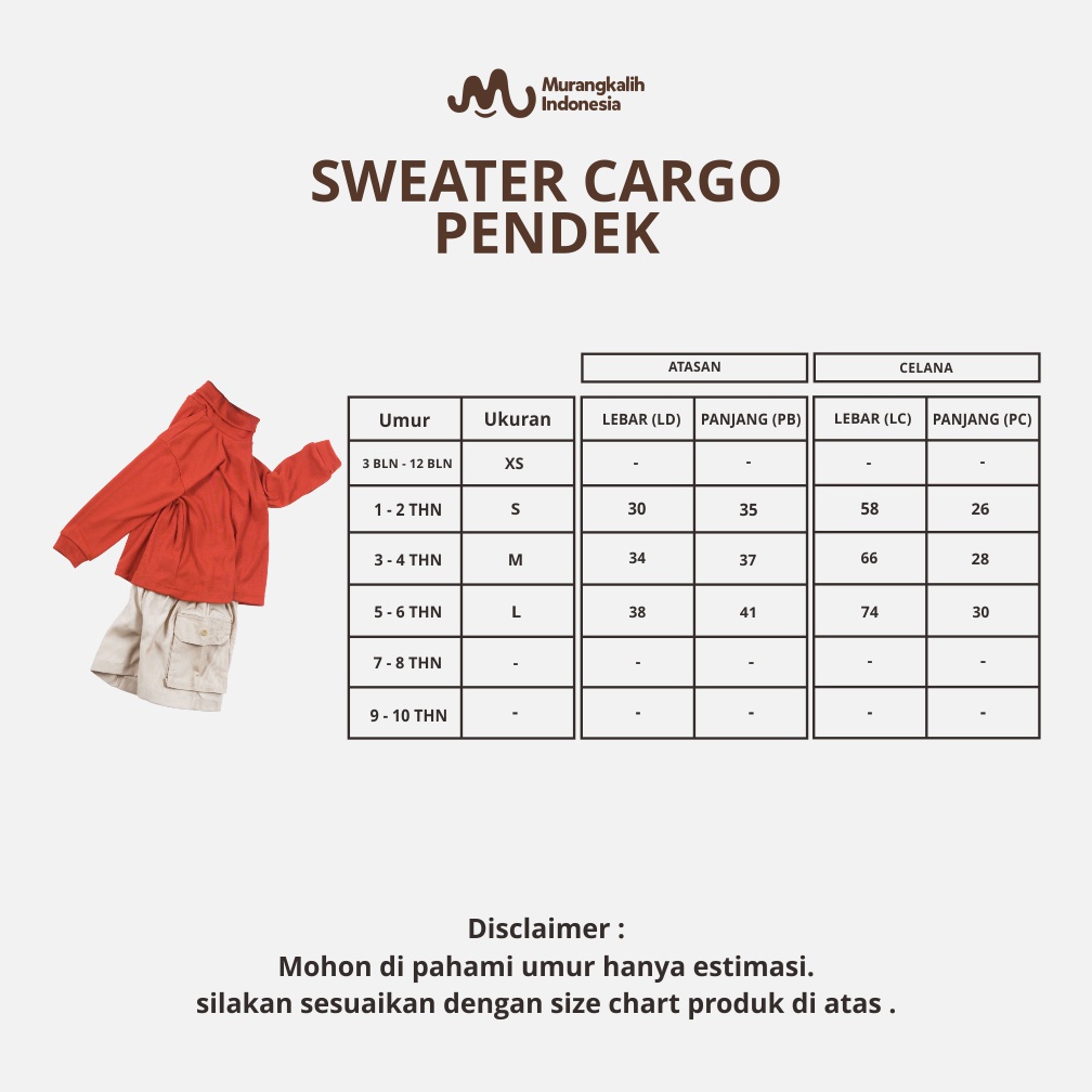 MURANGKALIH - SWEATER CARGO SET SHORT PANTS | Setelan Anak Laki - Laki 1-4 Tahun Celana Pendek | Set Baju Anak Laki/Cowok Murah By Murangkalih Indonesia