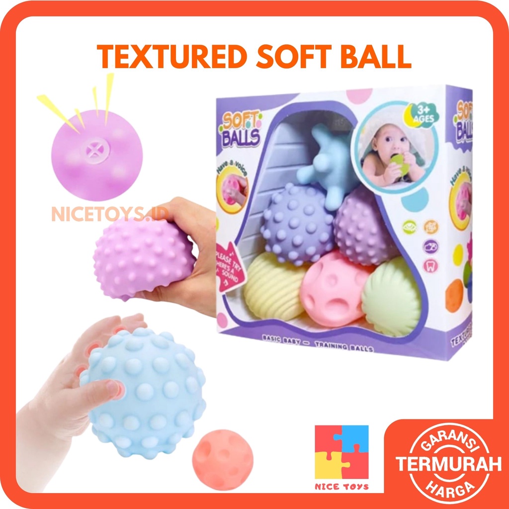 Textured Soft Ball Mainan Bola Karet Anak Bola Karet Mainan Bayi Sensory Play Bola Karet Mainan Anak Mainan Montessori Anak Mainan Mandi Anak 327-1