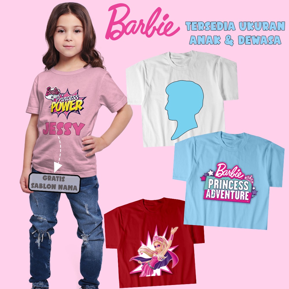 Baju Barbie Anak dan Dewasa Kaos Couple Ibu dan Anak Motif Barbie
